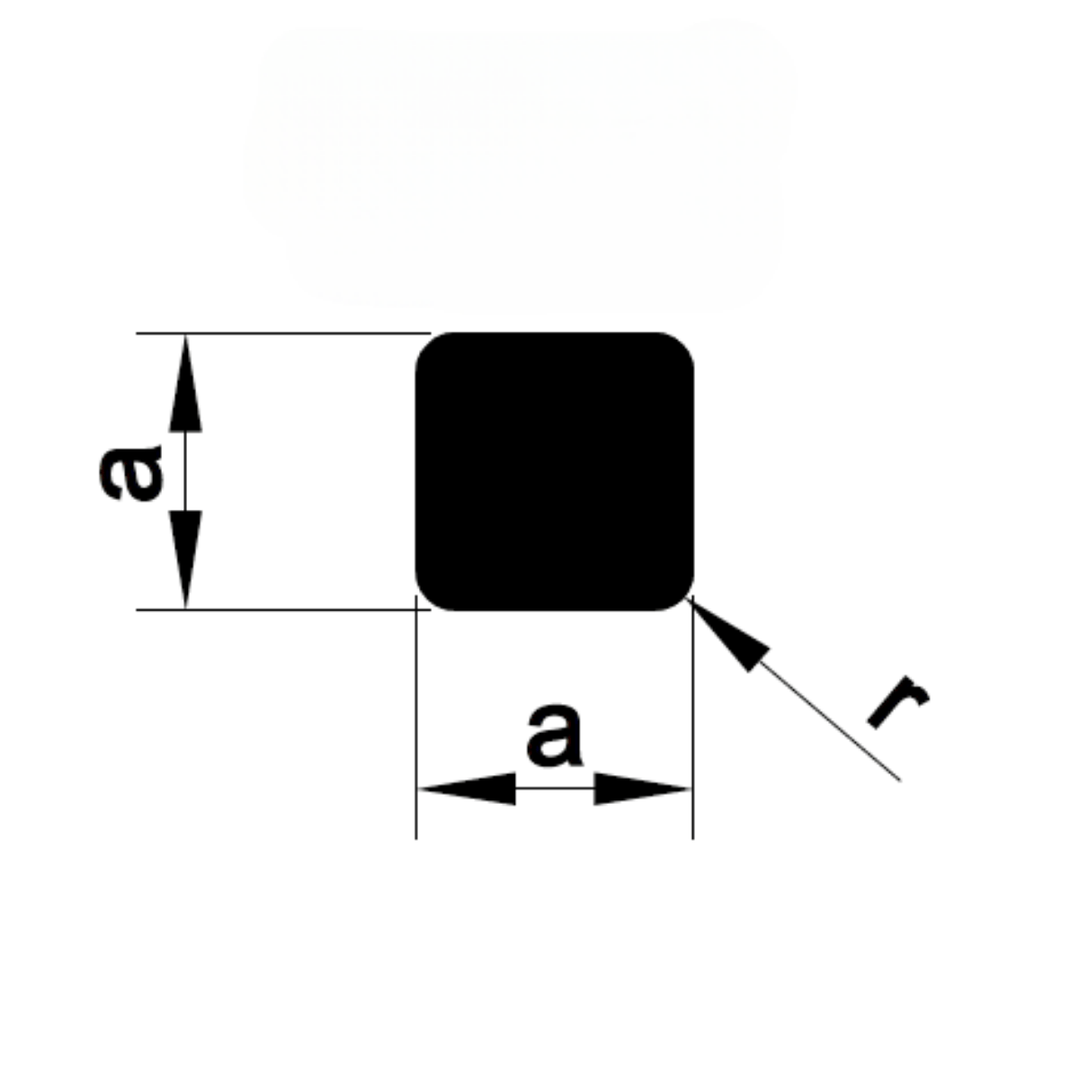 Aluminium Square Bar Technical Drawing