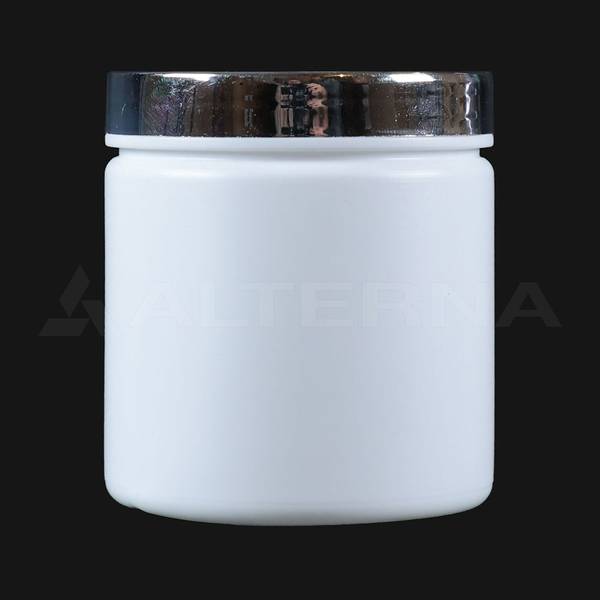 Pot en plastique HDPE de 240 ml avec couvercle chromé de 70 mm
