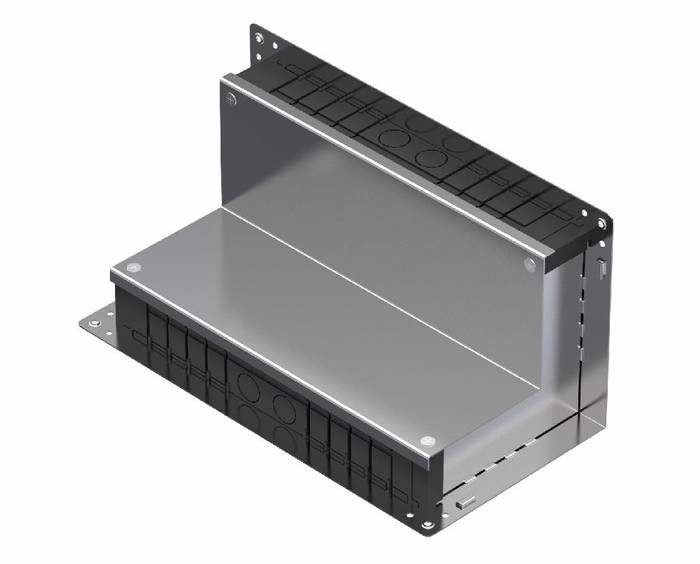 VERTICAL OUTPUT ELEMENT FOR UNDERFLOOR CABLE TRAYS