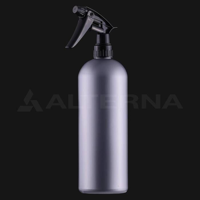 1 Litre HDPE Plastic Boston Round Spray Bottle with 28 mm Industrial Trigger