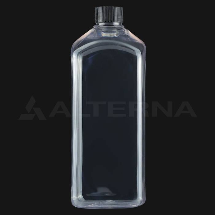 1 Litre PET Plastic Square Bottle with 28 mm Foam Seal Cap