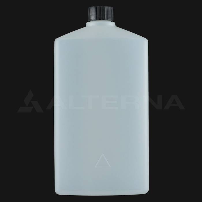 1 Litre Rectangular Plastic Bottle with 28 mm Aluminum Seal Cap