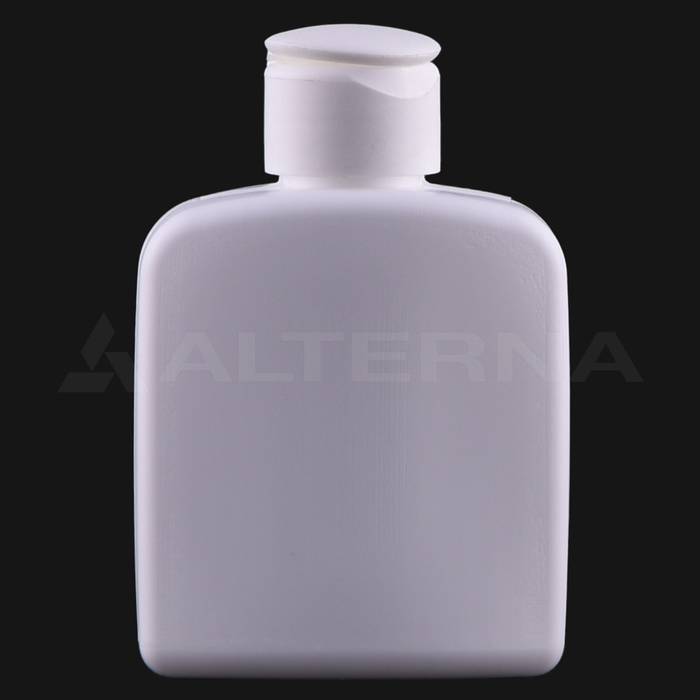 100 ml HDPE Flat Bottle with 24 mm Flip-top Cap