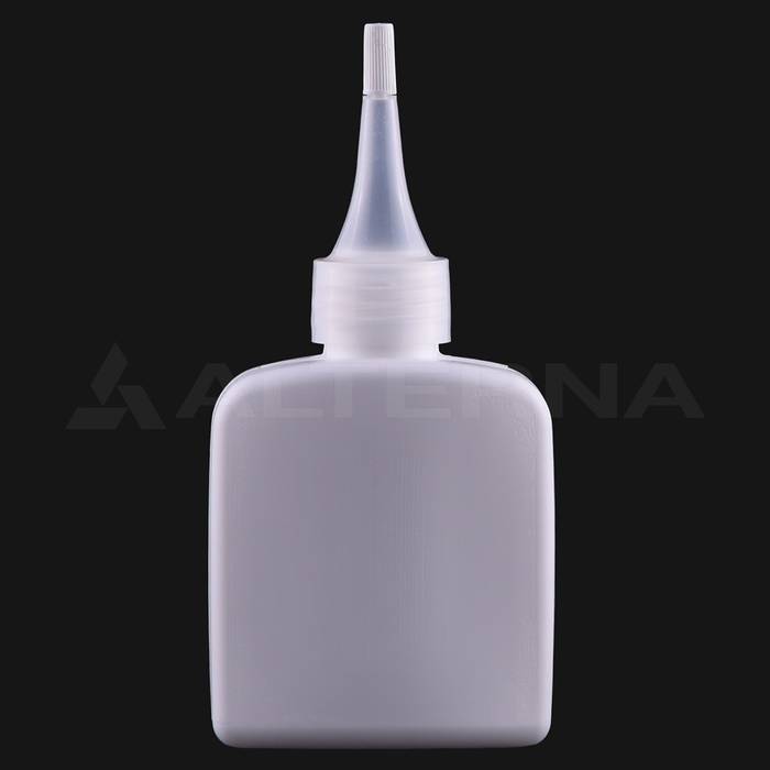 100 ml HDPE Flat Bottle with 24 mm Nozzle Cap