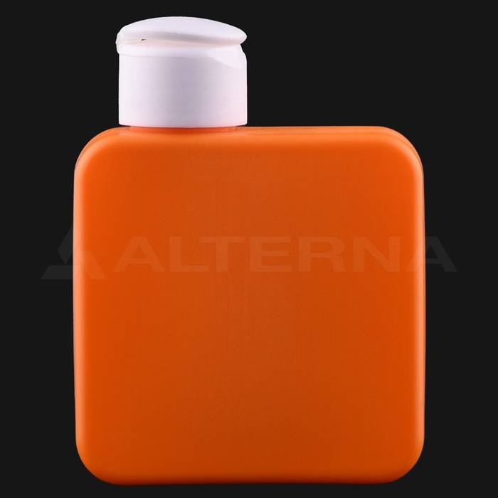 100 ml HDPE Square Bottle with 24 mm Flip-top Cap