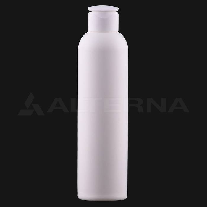 200 ml HDPE Boston Round Bottle with 24 mm Flip-top Cap