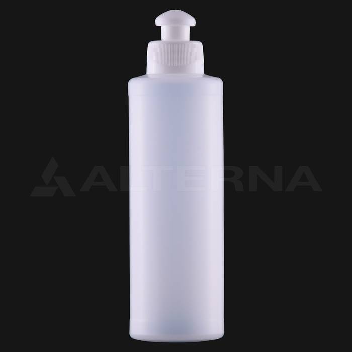 250 ml HDPE Cylindrical Bottle with 28 mm Push Pull Cap