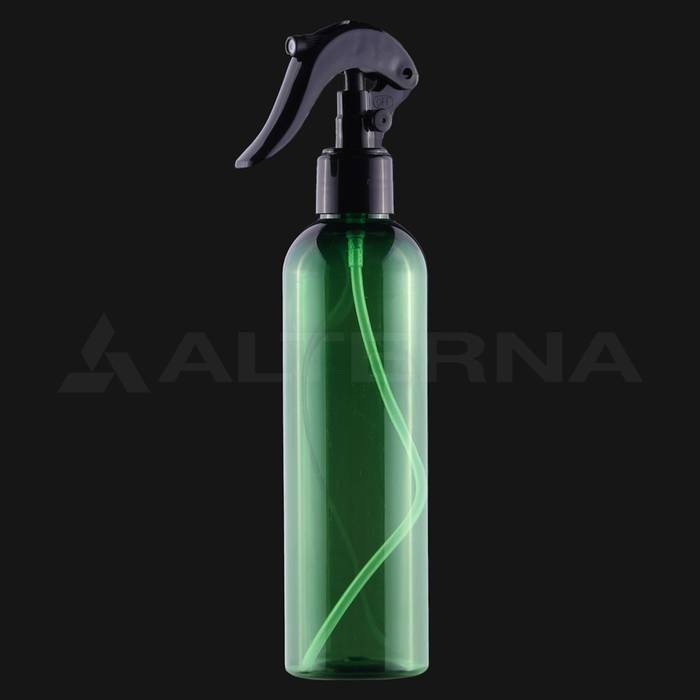 250 ml PET Boston Round Spray Bottle with 24 mm Mini Trigger