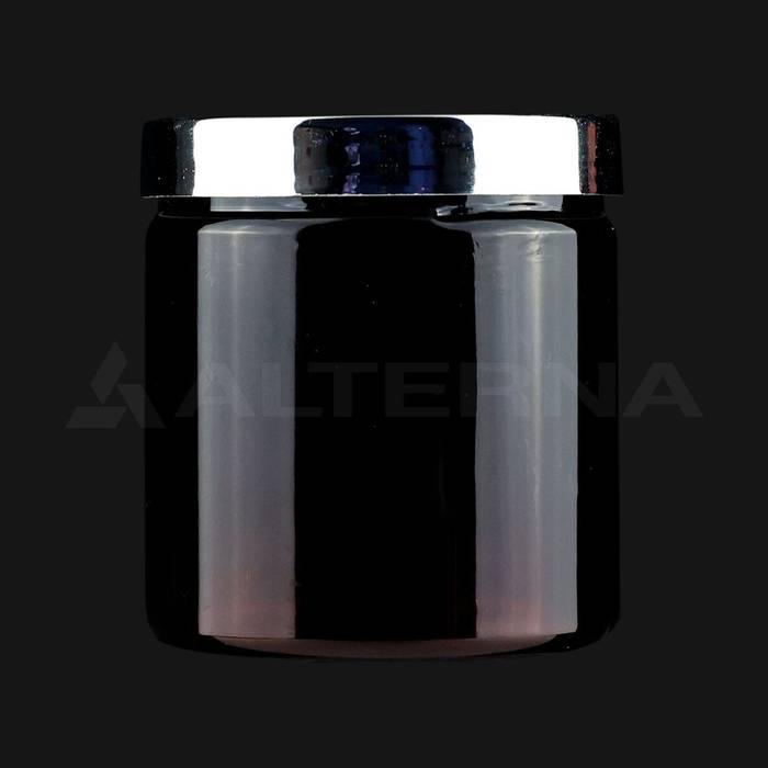 Pot en plastique PET de 250 ml avec couvercle chromé de 70 mm