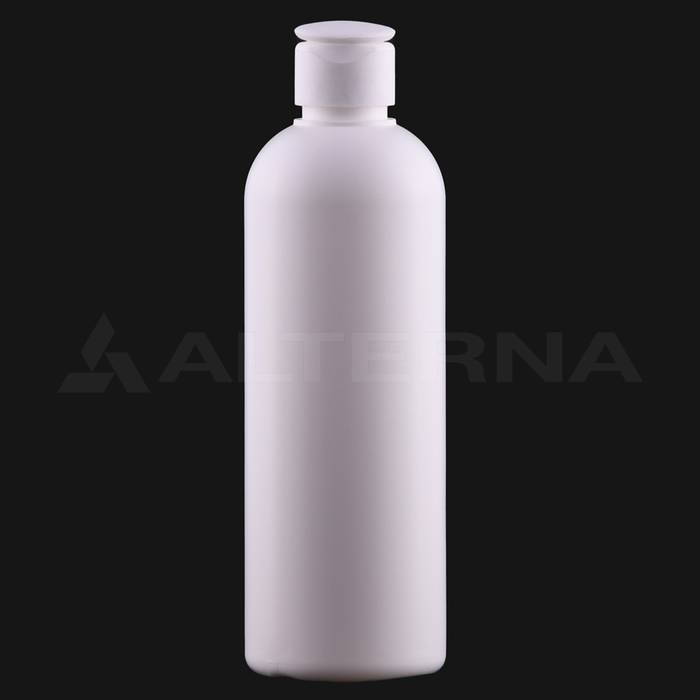 300 ml HDPE Boston Round Bottle with 24 mm Flip-top Cap