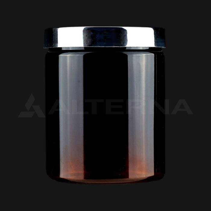 Pot en plastique PET de 300 ml avec couvercle chromé de 70 mm