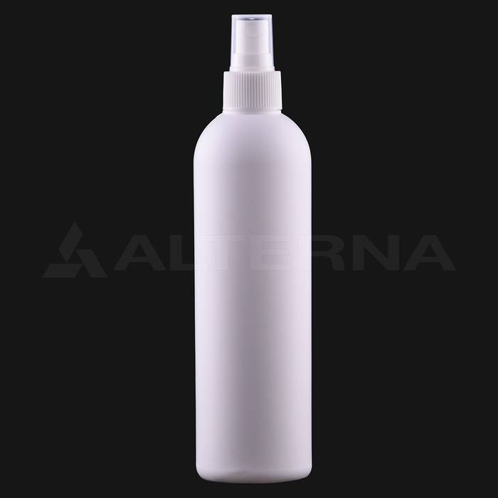 330 ml HDPE Boston Round Fine Mist Spray Bottle with 24 mm Atomiser