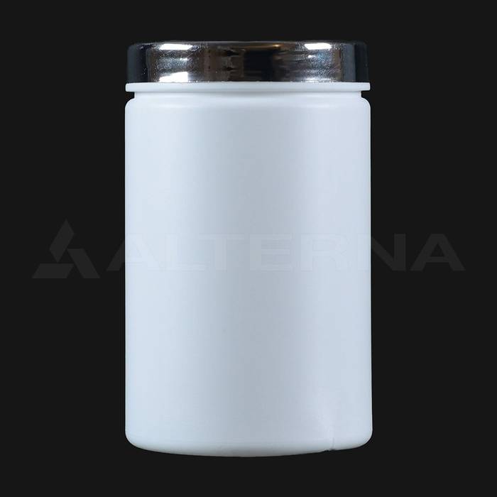 380 ml HDPE Plastic Jar with 70 mm Chrome Plated Lid