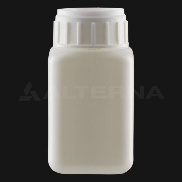 100 ml HDPE Plastic Square Bottle with 38 mm Aluminum Seal Cap