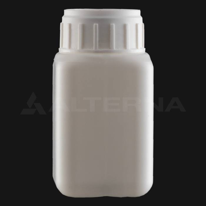 100 ml HDPE Square Bottle with 38 mm Aluminum Seal Vented Cap
