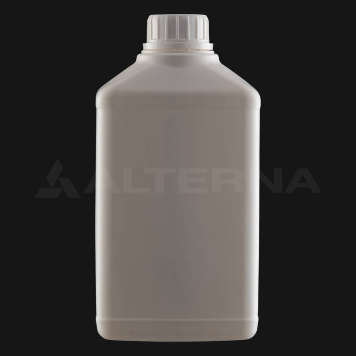 Прямоугольная бутылка из ПЭВП объемом 1 л с крышкой 38 мм с пенным уплотнением