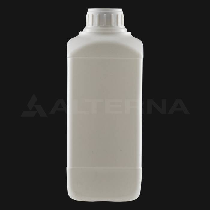 1 Litre HDPE Square Bottle with 38 mm Aluminum Seal Cap