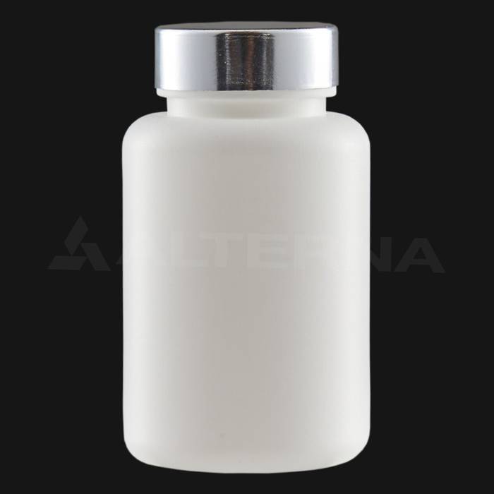 Flacon de pilules en plastique HDPE de 120 ml avec bouchon métallique de 38 mm