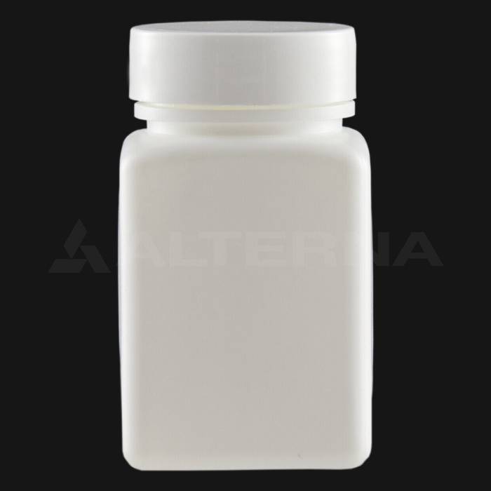 80 ml HDPE Square Pill Bottle with 38 mm Alu. Foil Seal Cap