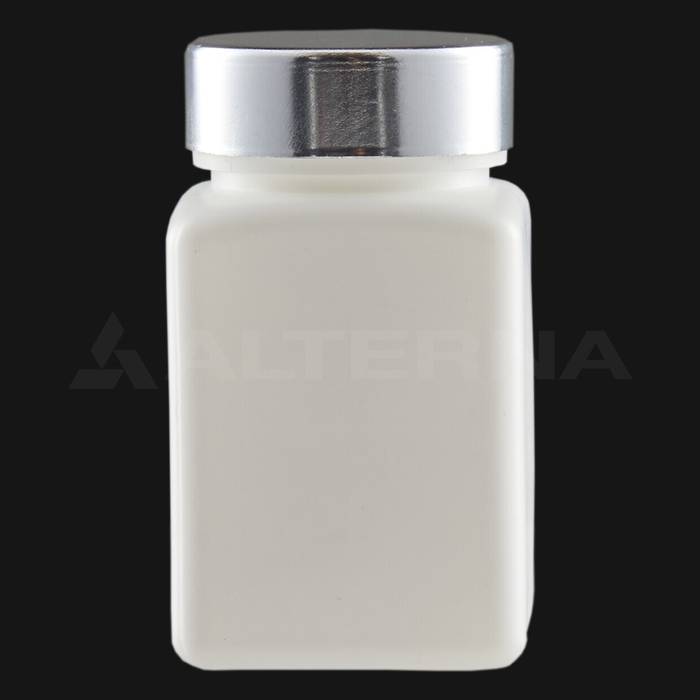 80 ml HDPE Plastic Square Pill Bottle with 38 mm Metal Cap