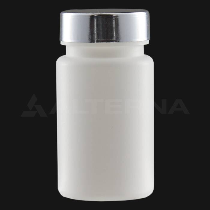 Pilulier en PEHD de 90 ml avec bouchon en métal de 38 mm
