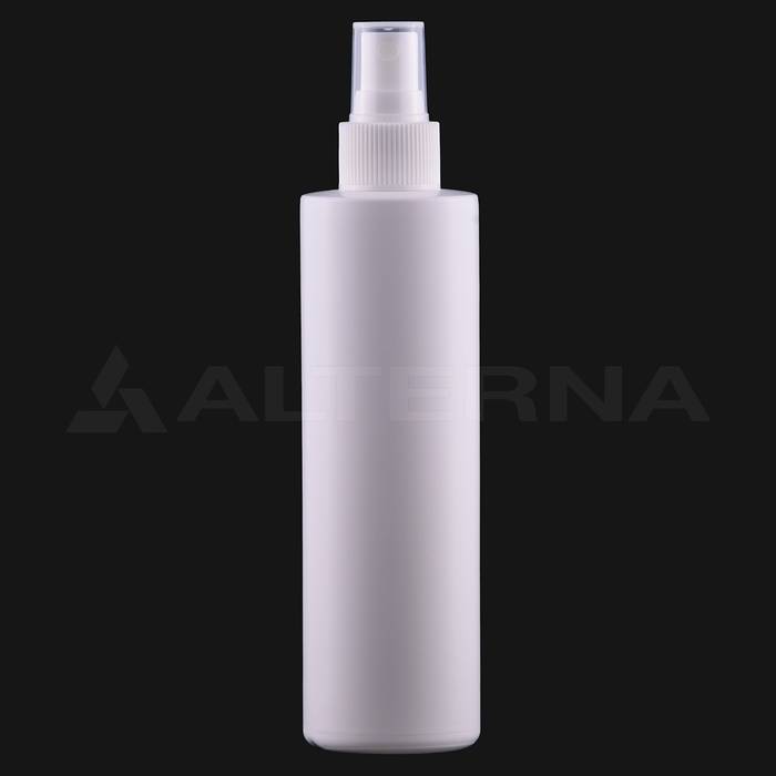 250 ml HDPE Cylinder Spray Bottle with 24 mm Atomizer