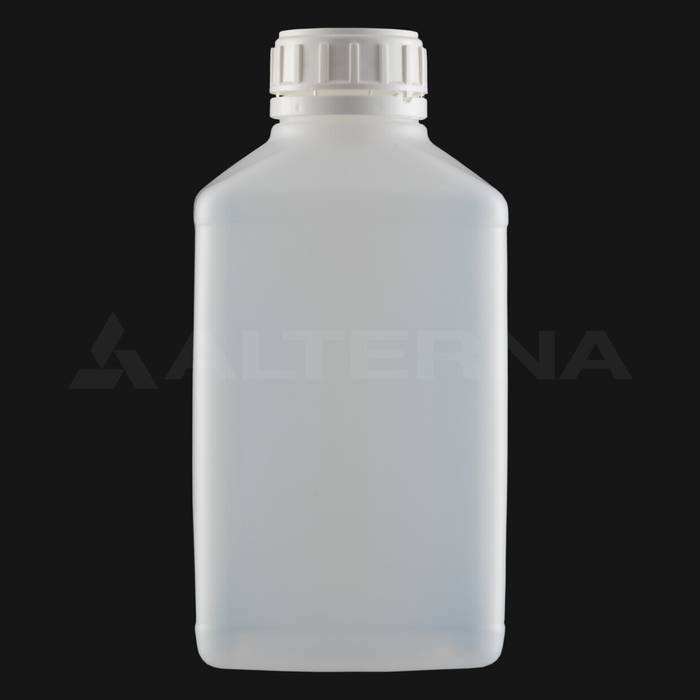 1 Liter HDPE Rectangular Bottle with 50 mm Tamper-evident Cap