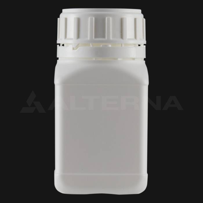 250 ml HDPE Square Bottle with 50 mm Tamper-evident Cap